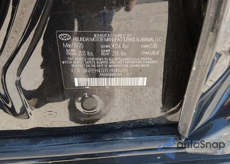 2020 Hyundai Sonata Limited z USA, uszkodzony, nr VIN 5NPEH4J27LH048690